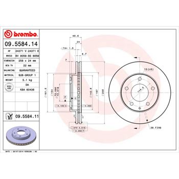 discos de freno coche - Disco de freno BREMBO 09558414