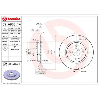discos de freno coche - Disco de freno BREMBO 09A96814