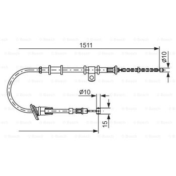 palancas cables frenado - Cable de accionamiento, freno de estacionamiento BOSCH 1987477676