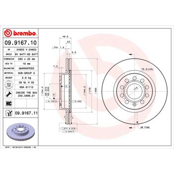discos de freno coche - Disco de freno BREMBO 09916710