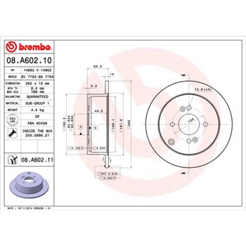 discos de freno coche - Disco de freno BREMBO 08A60210