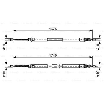 palancas cables frenado - Cable de accionamiento, freno de estacionamiento BOSCH 1987482144