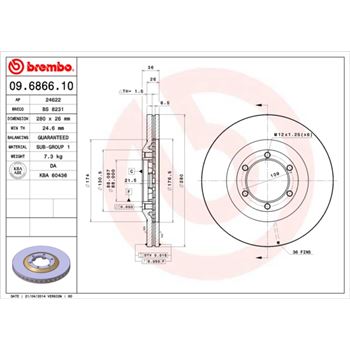 discos de freno coche - Disco de freno BREMBO 09686610
