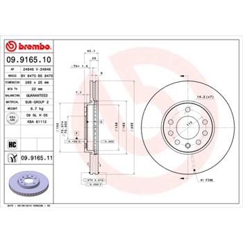 discos de freno coche - Disco de freno BREMBO 09916510