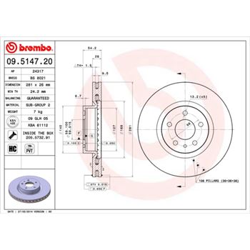 discos de freno coche - Disco de freno BREMBO 09514720