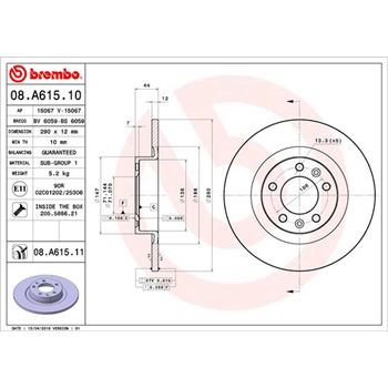 discos de freno coche - Disco de freno BREMBO 08A61510