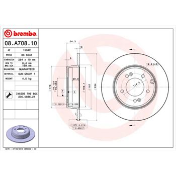 discos de freno coche - Disco de freno BREMBO 08A70810