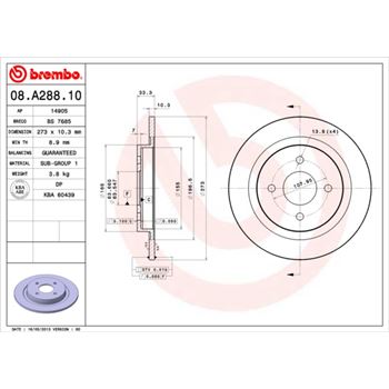 discos de freno coche - Disco de freno BREMBO 08A28810