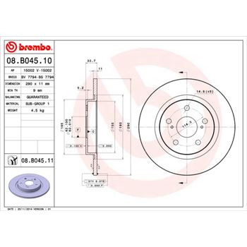 discos de freno coche - Disco de freno BREMBO 08B04510