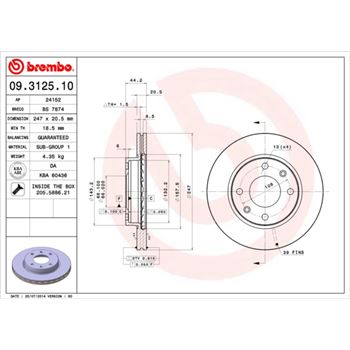 discos de freno coche - Disco de freno BREMBO 09312510
