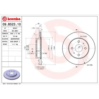 discos de freno coche - Disco de freno BREMBO 09B52310
