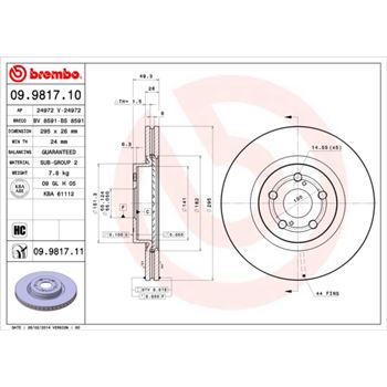 discos de freno coche - Disco de freno BREMBO 09981710
