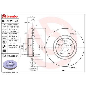 discos de freno coche - Disco de freno BREMBO 09982520