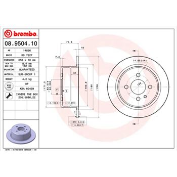 discos de freno coche - Disco de freno BREMBO 08950410