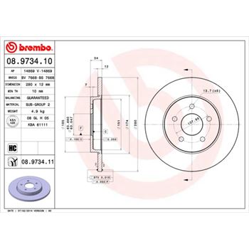 discos de freno coche - Disco de freno BREMBO 08973410