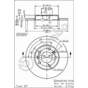 discos de freno coche - Disco de freno BREMBO 08565120
