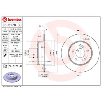 discos de freno coche - Disco de freno BREMBO 08517830