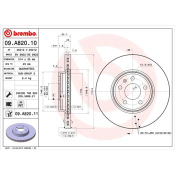 discos de freno coche - Disco de freno BREMBO 09A82010