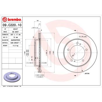 discos de freno coche - Disco de freno BREMBO 09C22010
