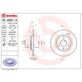 discos de freno coche - Disco de freno BREMBO 08492914