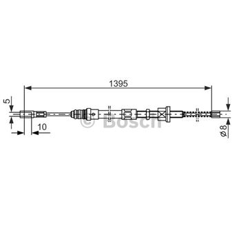 palancas cables frenado - Cable de accionamiento, freno de estacionamiento BOSCH 1987477485