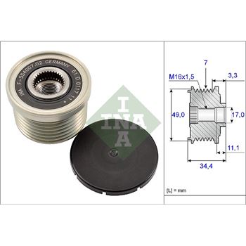 piezas sistema electrico - Rueda libre alternador INA 535 0164 10