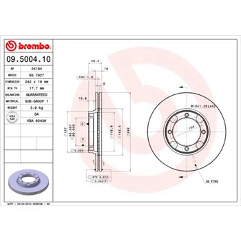 discos de freno coche - Disco de freno BREMBO 09500410