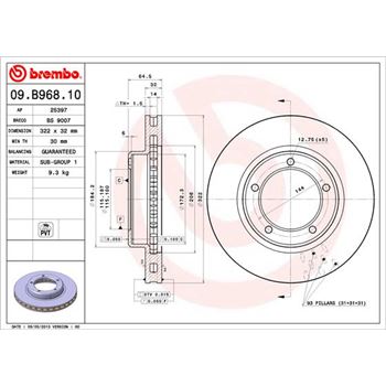 discos de freno coche - Disco de freno BREMBO 09B96810