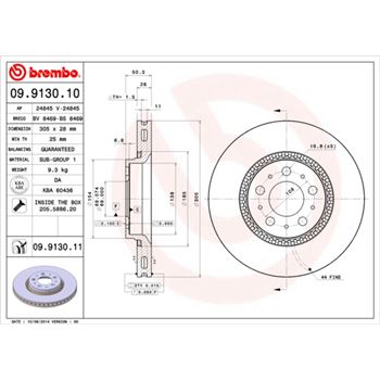 discos de freno coche - Disco de freno BREMBO 09913010