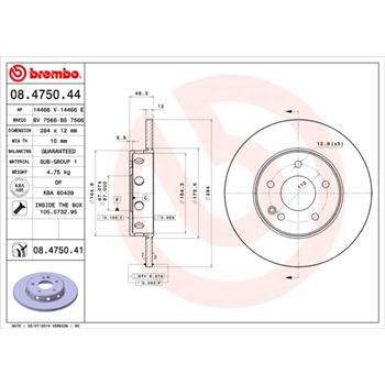 discos de freno coche - Disco de freno BREMBO 08475044