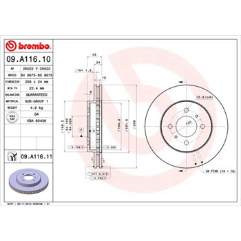 discos de freno coche - Disco de freno BREMBO 09A11610