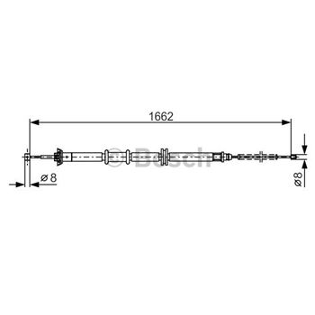 palancas cables frenado - Cable de accionamiento, freno de estacionamiento BOSCH 1987482206