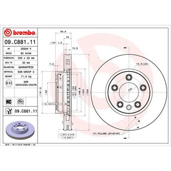 discos de freno coche - Disco de freno BREMBO 09C88111