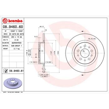 discos de freno coche - Disco de freno BREMBO 08946060