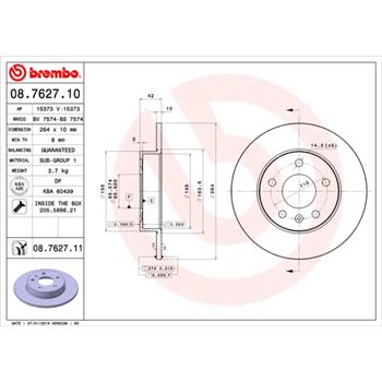 discos de freno coche - Disco de freno BREMBO 08762710