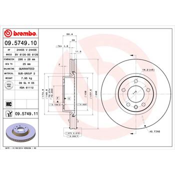 discos de freno coche - Disco de freno BREMBO 09574910