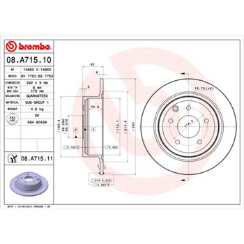 discos de freno coche - Disco de freno BREMBO 08A71510