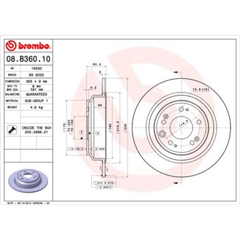 discos de freno coche - Disco de freno BREMBO 08B36010