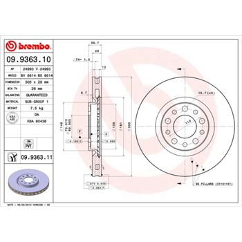 discos de freno coche - Disco de freno BREMBO 09936310