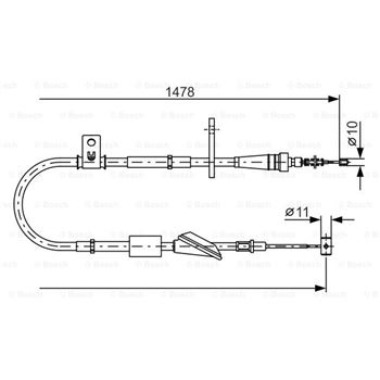 palancas cables frenado - Cable de accionamiento, freno de estacionamiento BOSCH 1987482096