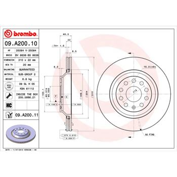 discos de freno coche - Disco de freno BREMBO 09A20010