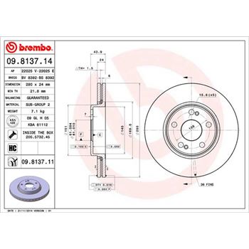 discos de freno coche - Disco de freno BREMBO 09813714