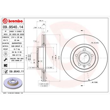 discos de freno coche - Disco de freno BREMBO 09954014