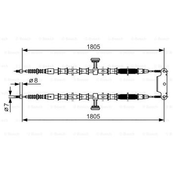 palancas cables frenado - Cable de accionamiento, freno de estacionamiento BOSCH 1987477907