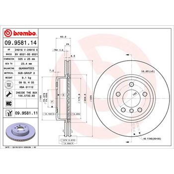 discos de freno coche - Disco de freno BREMBO 09958114