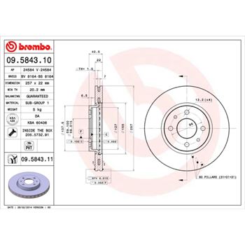 discos de freno coche - Disco de freno BREMBO 09584310