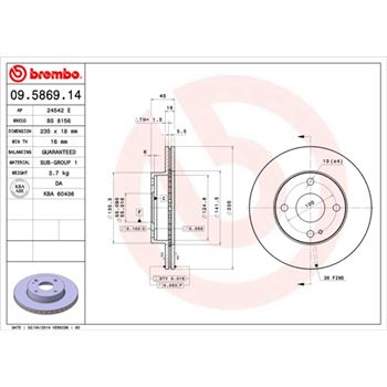 discos de freno coche - Disco de freno BREMBO 09586914