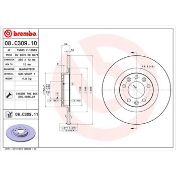 discos de freno coche - Disco de freno BREMBO 08C30910