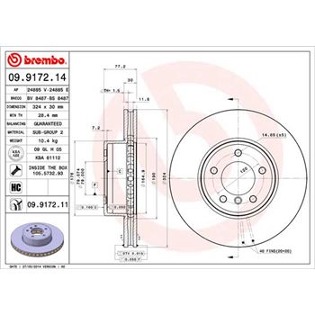 discos de freno coche - Disco de freno BREMBO 09917214