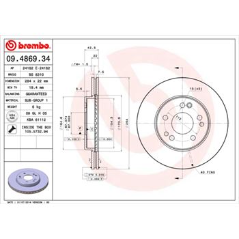 discos de freno coche - Disco de freno BREMBO 09486934